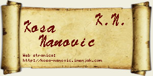 Kosa Nanović vizit kartica